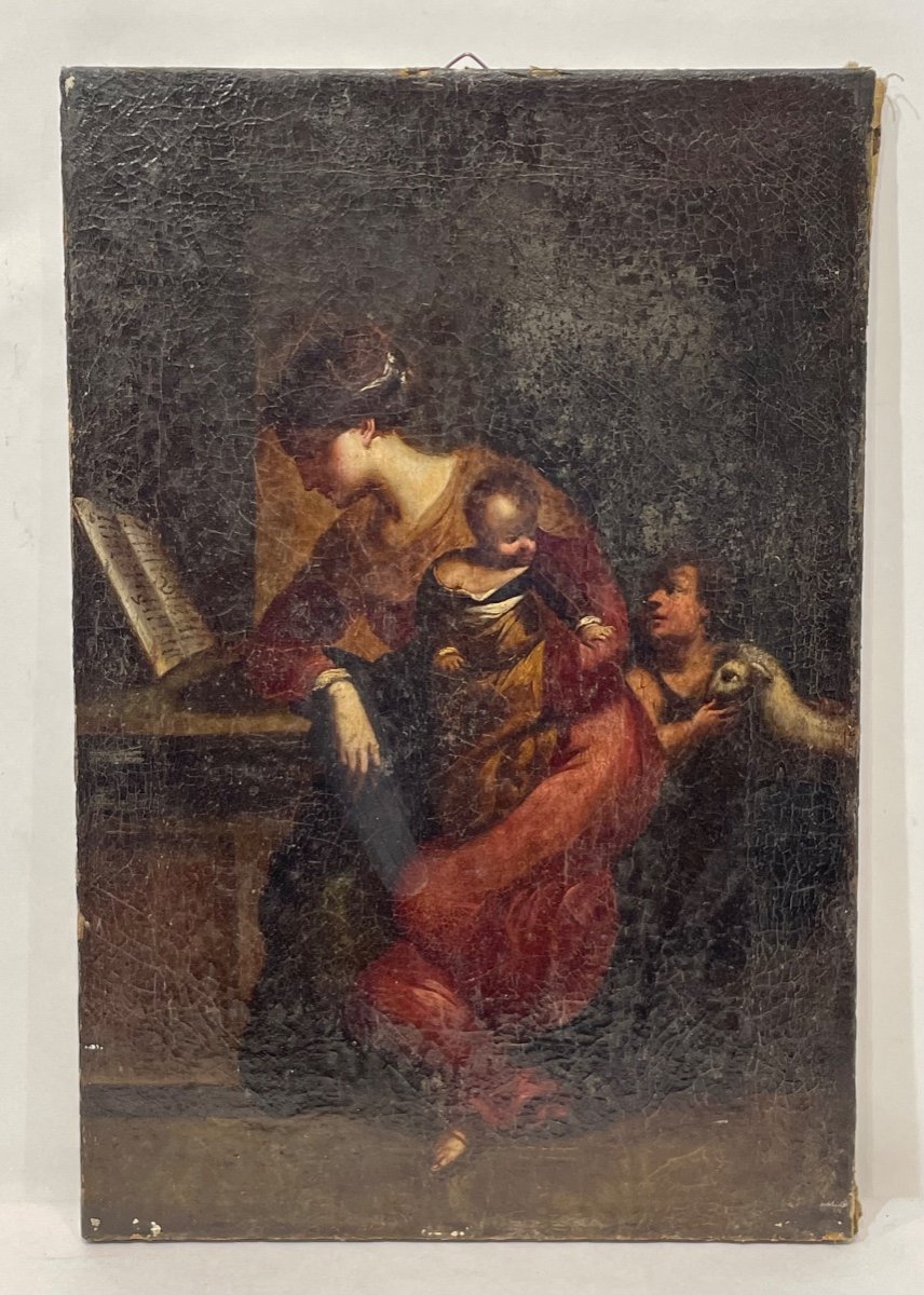 Madonna Che Legge con Gesù Bambino e San Giovanni - Scuola Bolognese XVII Secolo